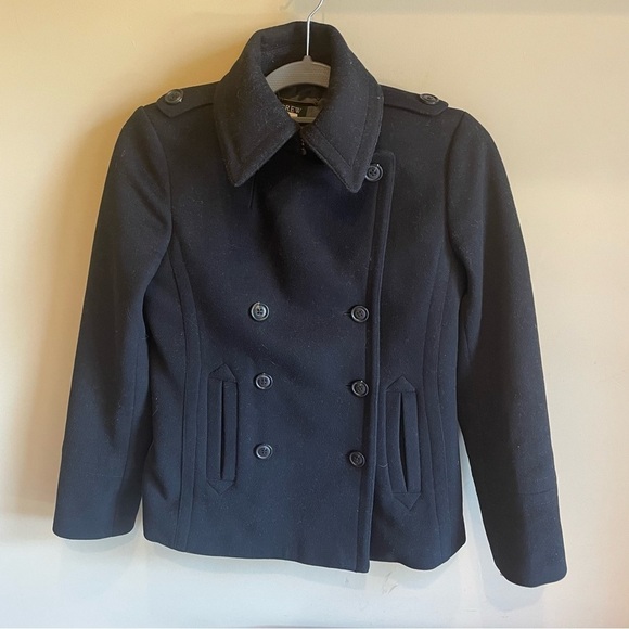 J. Crew Heavy Wool 4 Button Pea Coat Black Size XS - Picture 1 of 9